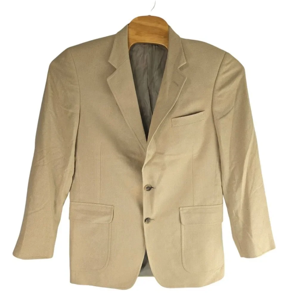 Jos.‎ A Bank Mens 44R Beige Silk 2 Button Single Vent Blazer Sport Coat Jacket